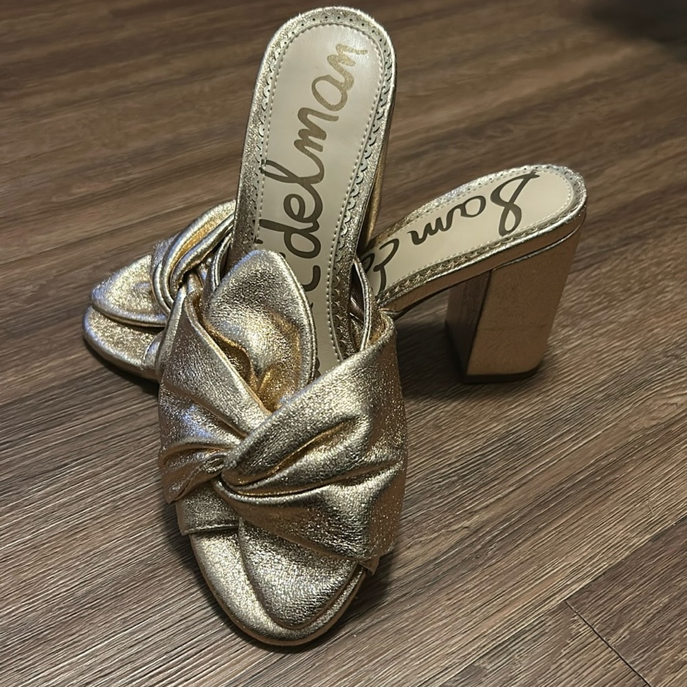 Sam Edelman gold mule heels